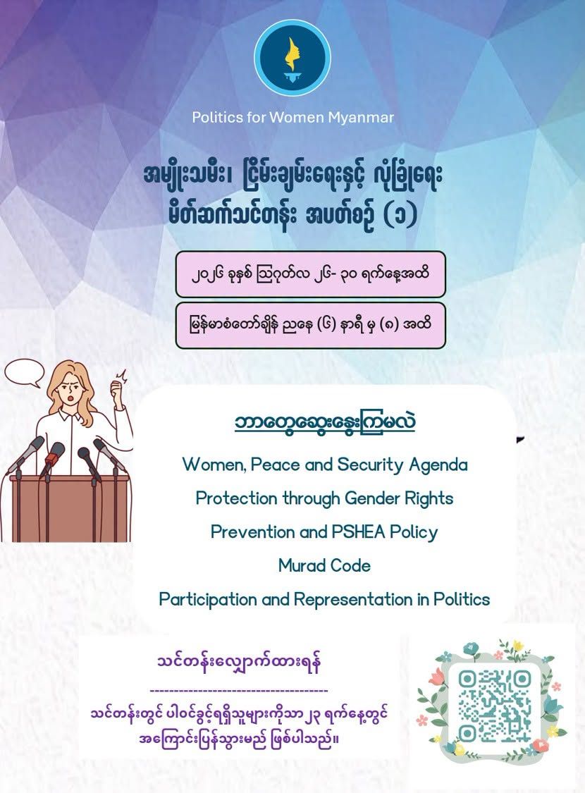 အမျိုးသမီး၊ ငြိမ်းချမ်းရေးနှင့် လုံခြုံရေးဆိုင်ရာ မိတ်ဆက်သင်တန်း